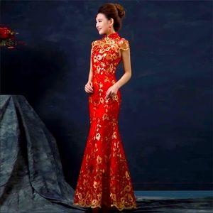 Chinese Cheongsam QuiPao Tea Ceremony Dress